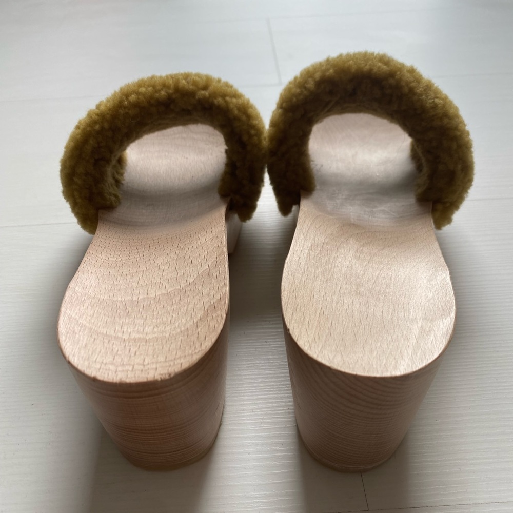 Zuzii Los Angeles Avocado fur midi wood heel clogs size 39 size 9 women’s - Picture 4 of 8